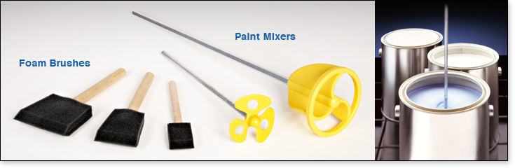 Three Foam Brushes and Two Paint Mixers from Padco.