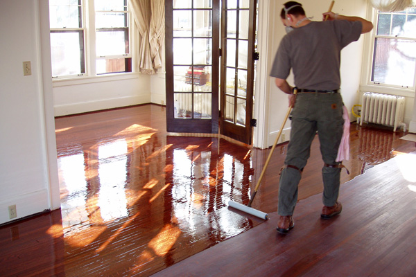Padco Floor Finish Applicator on a residential hardwood floor
