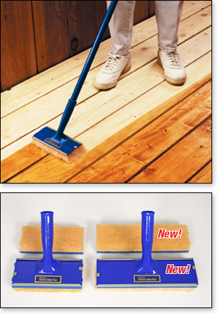 Applying stain with a Deck and Fence Stain Pad